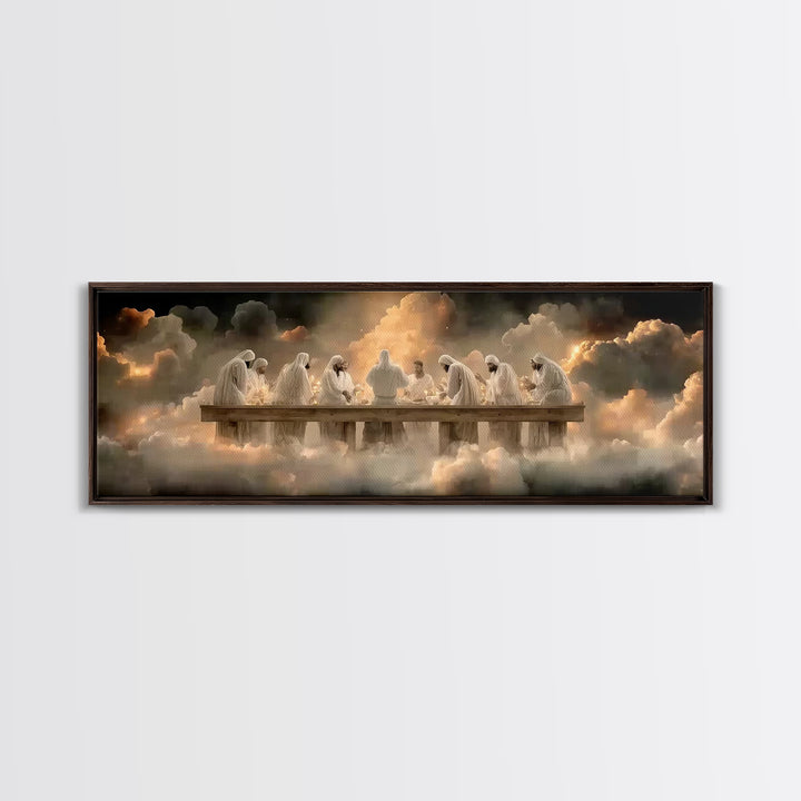 Cloudlit Supper, Framed Canvas Print, Christian Art, Christian Paintings, Panoramic Frame, Jesus Painting, Christmas Wall Art, Christian De