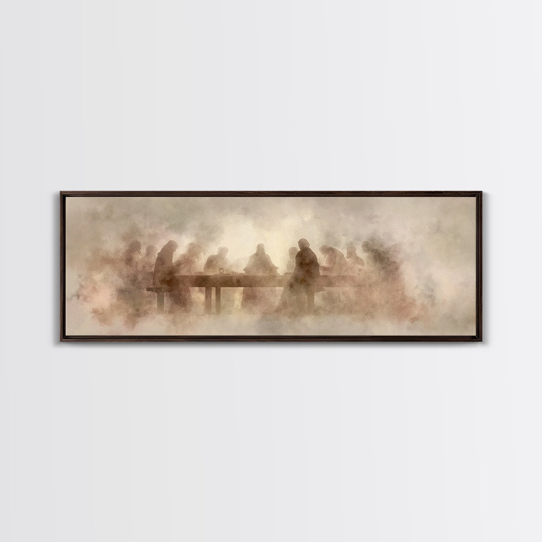 Last Supper Mist | Framed Canvas Print | Christian Art | Panoramic Art | Christian Wall Art | Christmas Art | Jesus Canvas Art