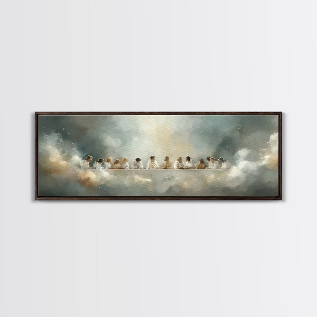 Radiant Fellowship, Framed Canvas Print, Christian Wall Art, Panoramic Wall Art, Christian Art Canvas, Jesus Painting, Christmas Art