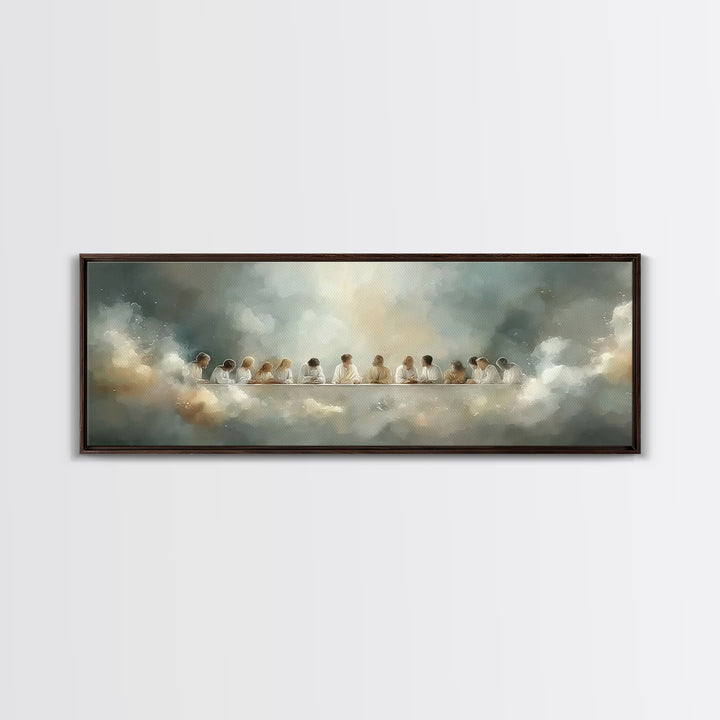 Radiant Fellowship, Framed Canvas Print, Christian Wall Art, Panoramic Wall Art, Christian Art Canvas, Jesus Painting, Christmas Art