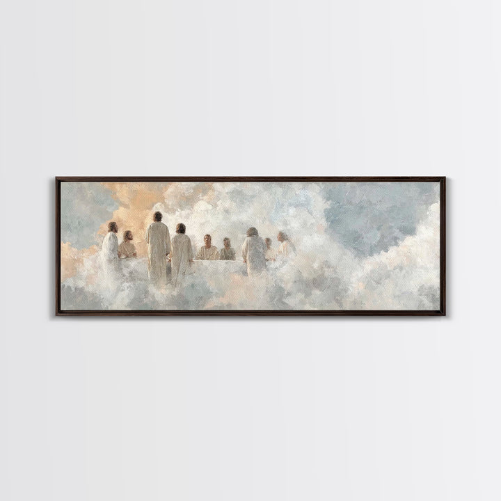 Supper Of Light – Framed Canvas Print – Christian Art – Panoramic Art – Christian Wall Art – Jesus Christmas Art – Christian Decoration