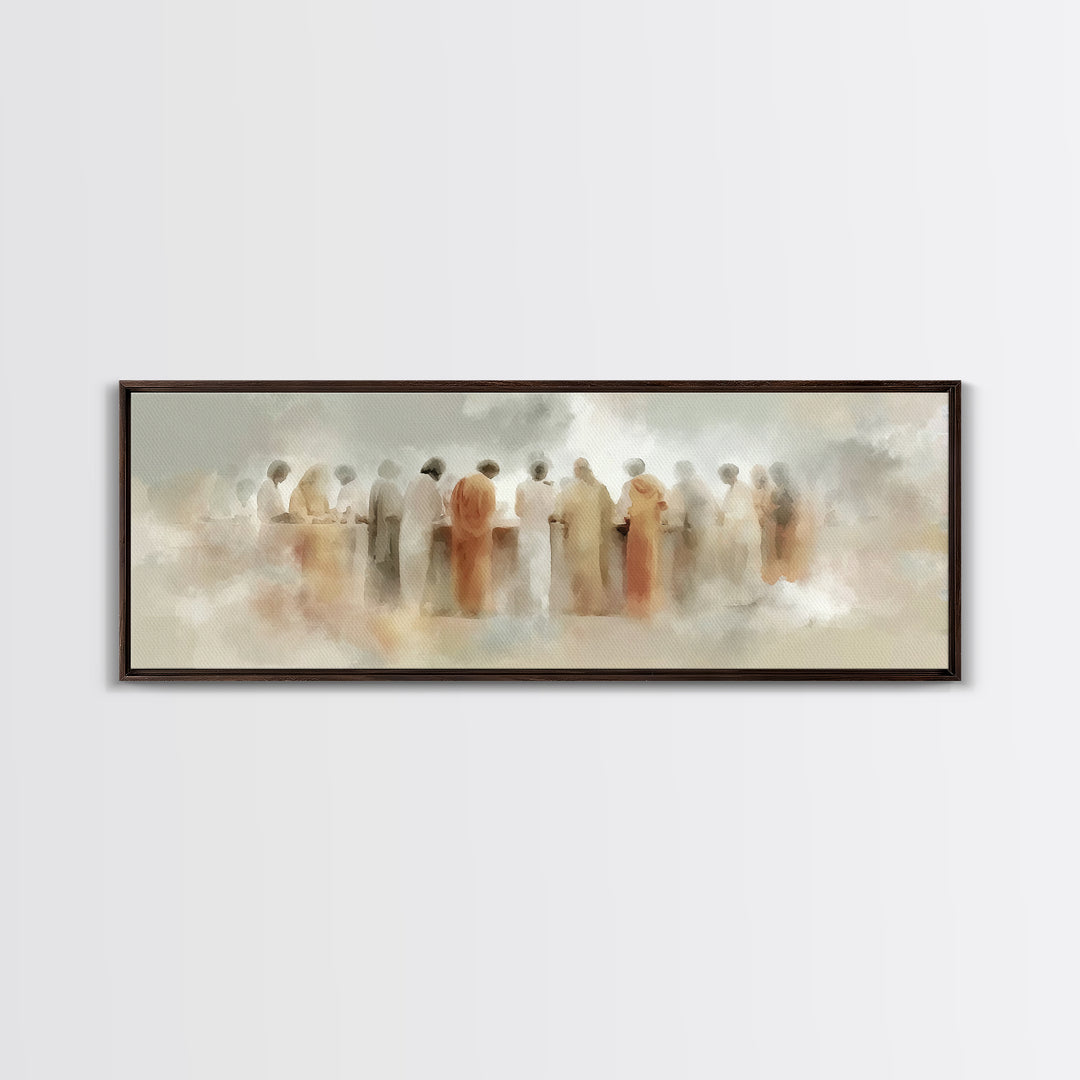 Cloudborne Gathering | Framed Canvas Print | Christian Art | Jesus Wall Art | Panoramic Painting | Christian Christmas Decor | Christian Ar