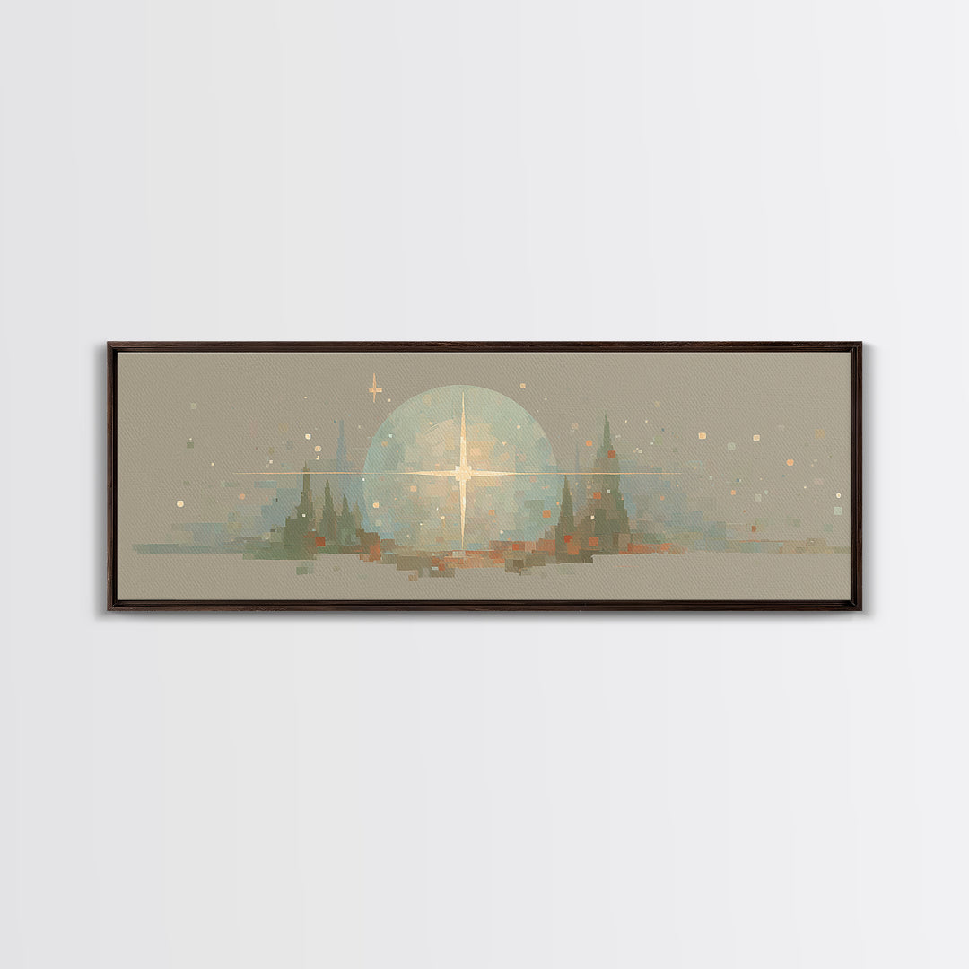 Bethlehem Dawn – Framed Canvas Print – Christian Art Canvas – Panoramic Painting – Christmas Art – Christian Wall Art – Modern Christian Ar