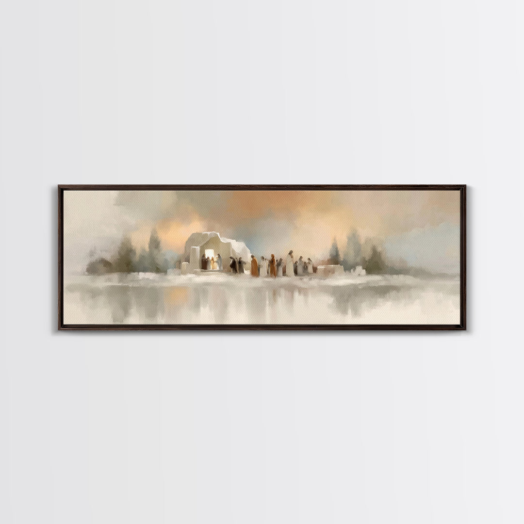 Glory In The Stable – Framed Canvas Print – Panoramic Wall Art – Christian Art Canvas – Christmas Art – Christian Christmas Decorations – C