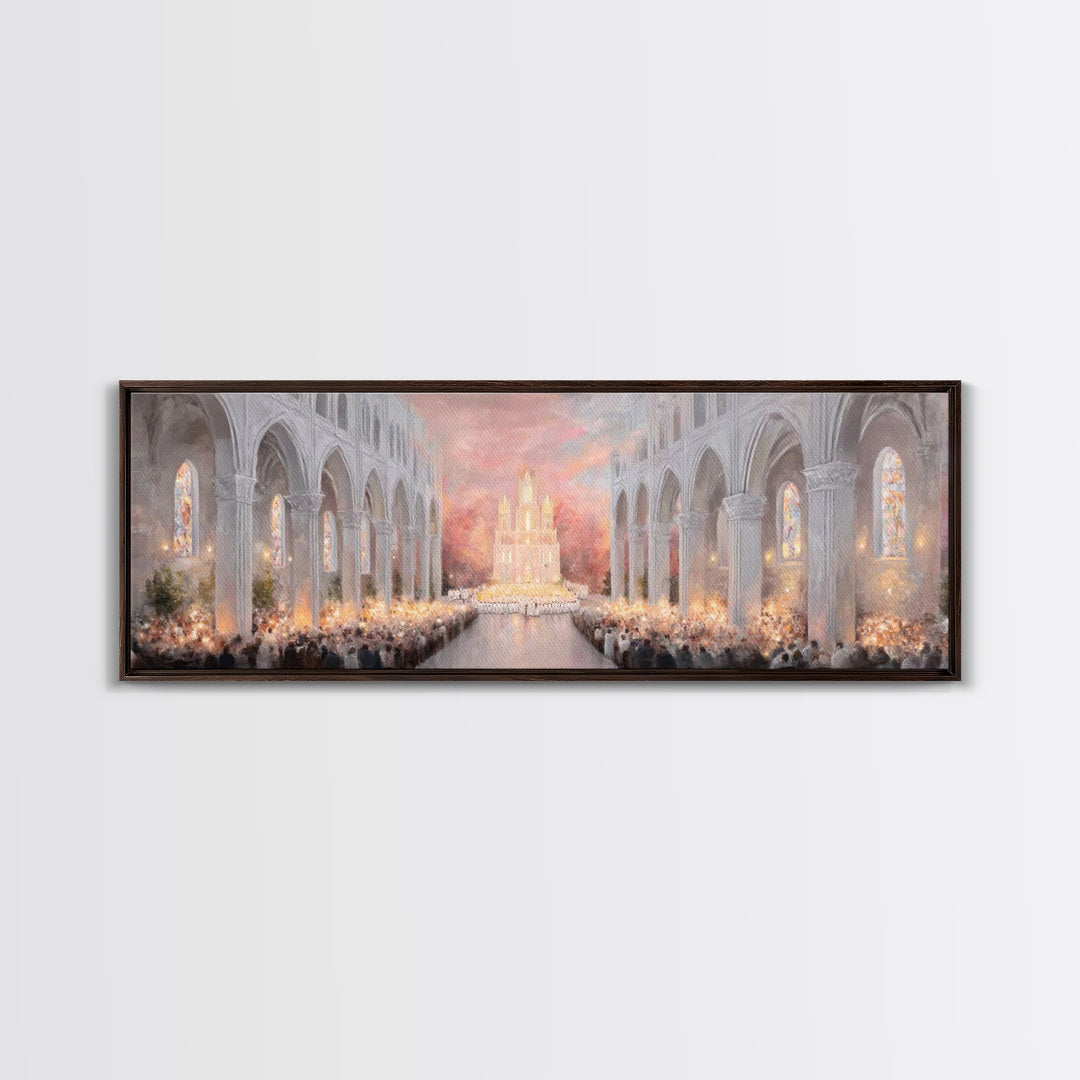 Dawn Of Worship | Framed Canvas Print | Christian Art Canvas | Panoramic Wall Art | Christmas Art Prints | Christian Christmas Art | Modern