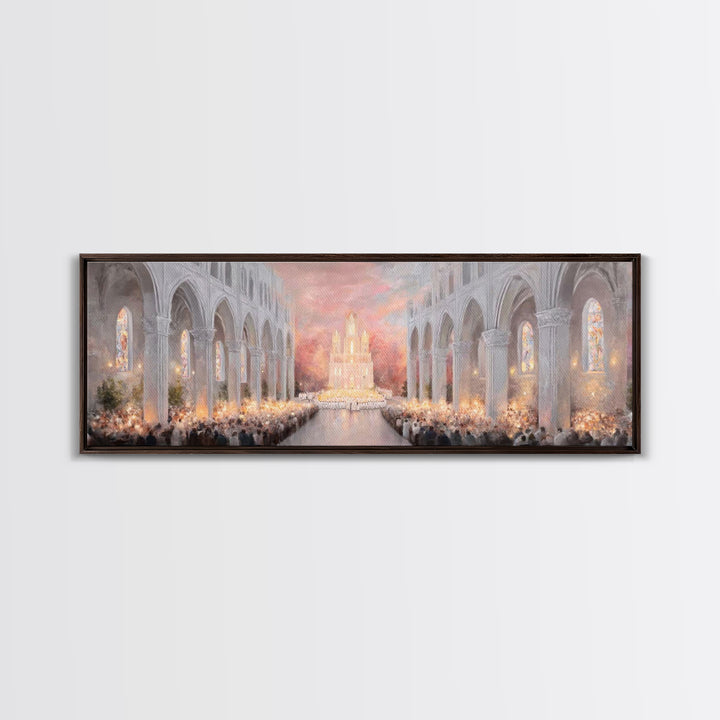 Dawn Of Worship | Framed Canvas Print | Christian Art Canvas | Panoramic Wall Art | Christmas Art Prints | Christian Christmas Art | Modern