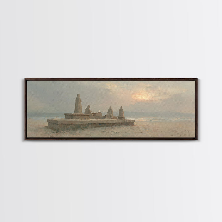 Seaside Offering Dawn | Framed Canvas Print | Christian Art Canvas | Christian Painting | Modern Christian Art | Panoramic Print | Christia