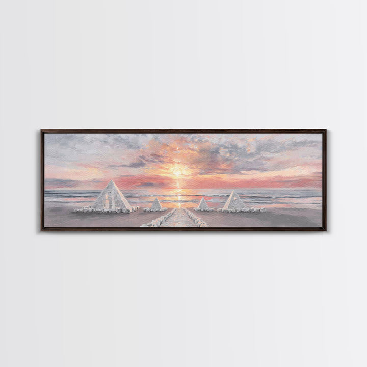 Shoreline Pyramids Light | Framed Canvas Print | Christian Wall Art | Christmas Art Prints | Christian Art Canvas | Panoramic Painting | Ch
