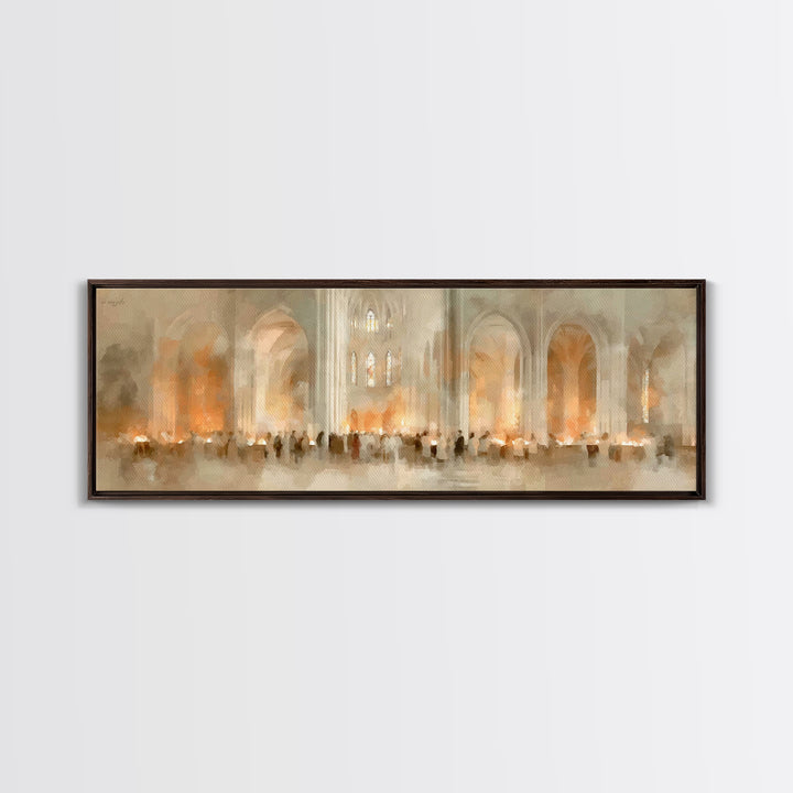 Procession Of Light, Framed Canvas Print, Christian Christmas Art, Panoramic Art, Christian Wall Art, Christmas Canvas Wall Art, Christian