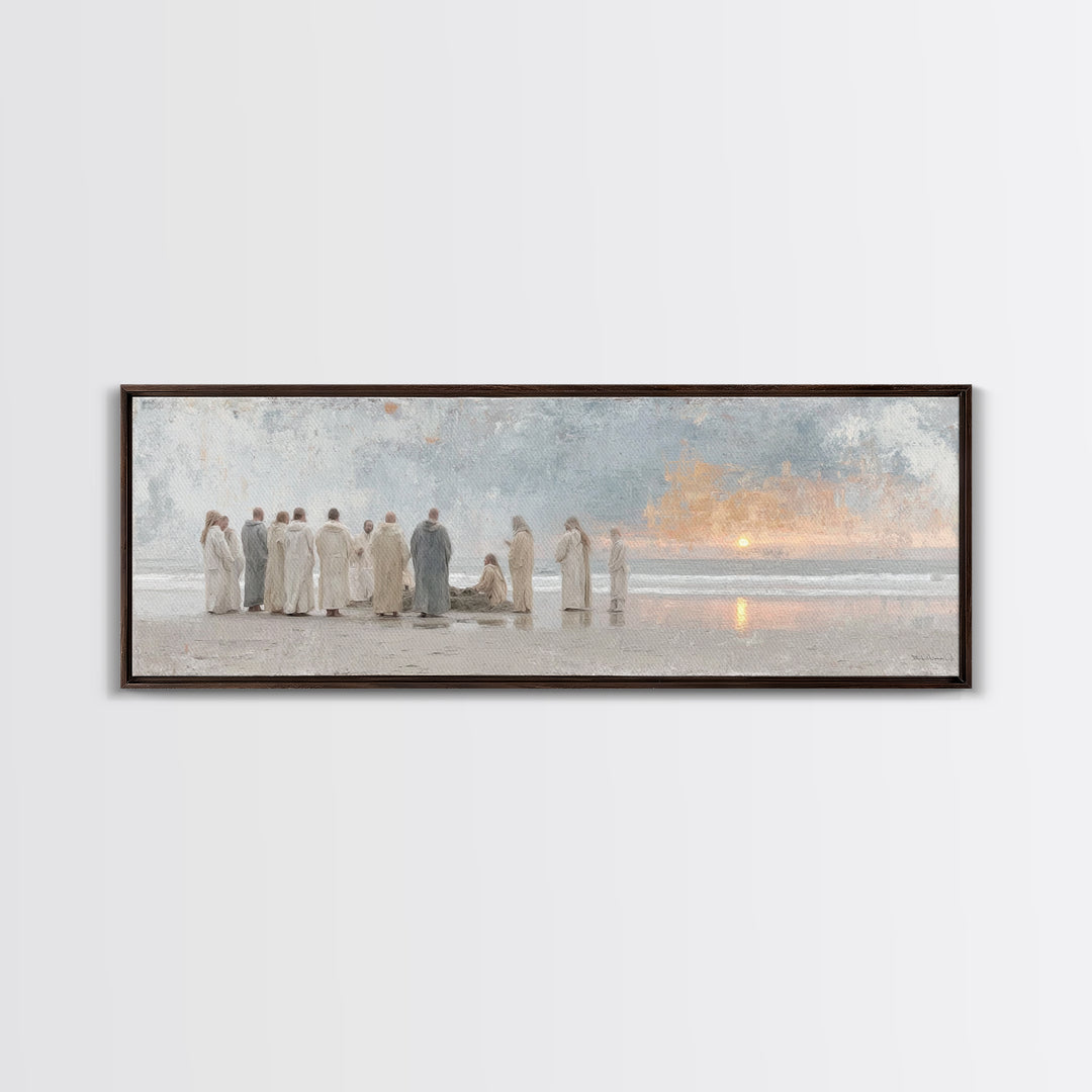 Ocean Circle Witness, Framed Canvas Print, Christian Art Prints, Christian Wall Art, Large Christian Painting, Panoramic Print, Christian C