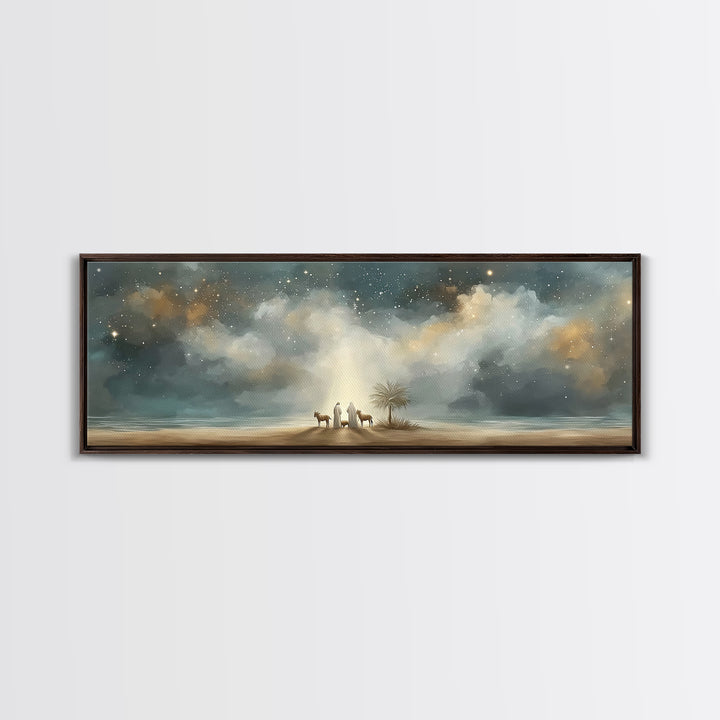 Little Holy Rest – Framed Canvas Print – Christian Christmas Art – Christian Art Canvas – Panoramic Painting – Jesus Christmas Art – Christ