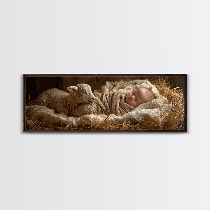 Soft Bethlehem Calm | Framed Canvas Print | Panoramic Painting | Christian Christmas Art | Christian Art Canvas | Christian Wall Art | Jesu