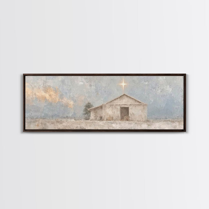 Guiding Star Haven, Framed Canvas Print, Christian Wall Art, Panoramic Art, Christian Art Canvas, Christmas Wall Art, Jesus Painting