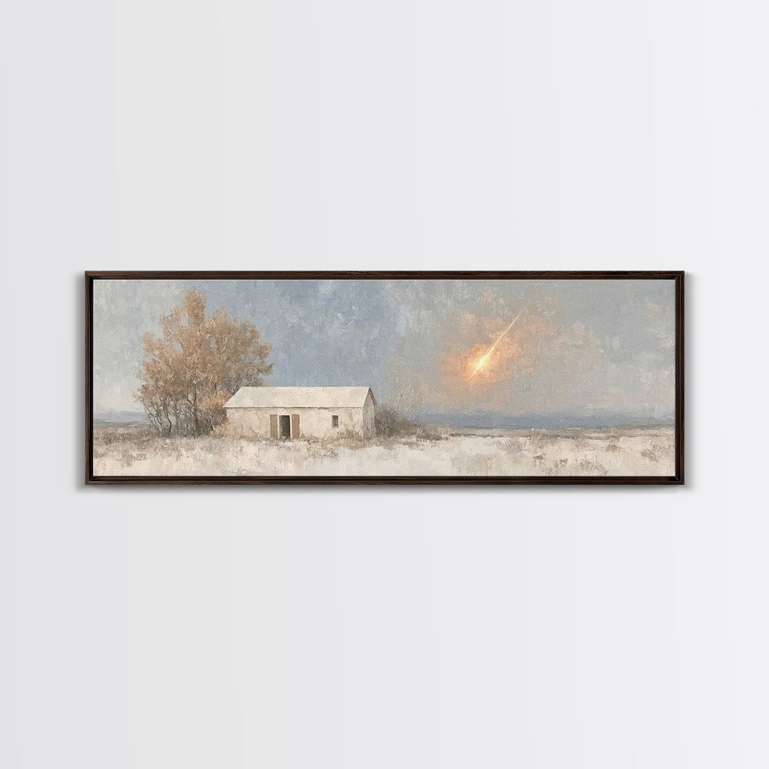 Silent Stable Light – Framed Canvas Print – Christian Art Canvas – Panoramic Wall Art – Christmas Art – Christian Wall Art – Jesus Painting