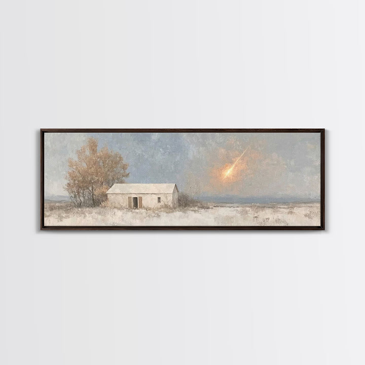 Silent Stable Light – Framed Canvas Print – Christian Art Canvas – Panoramic Wall Art – Christmas Art – Christian Wall Art – Jesus Painting