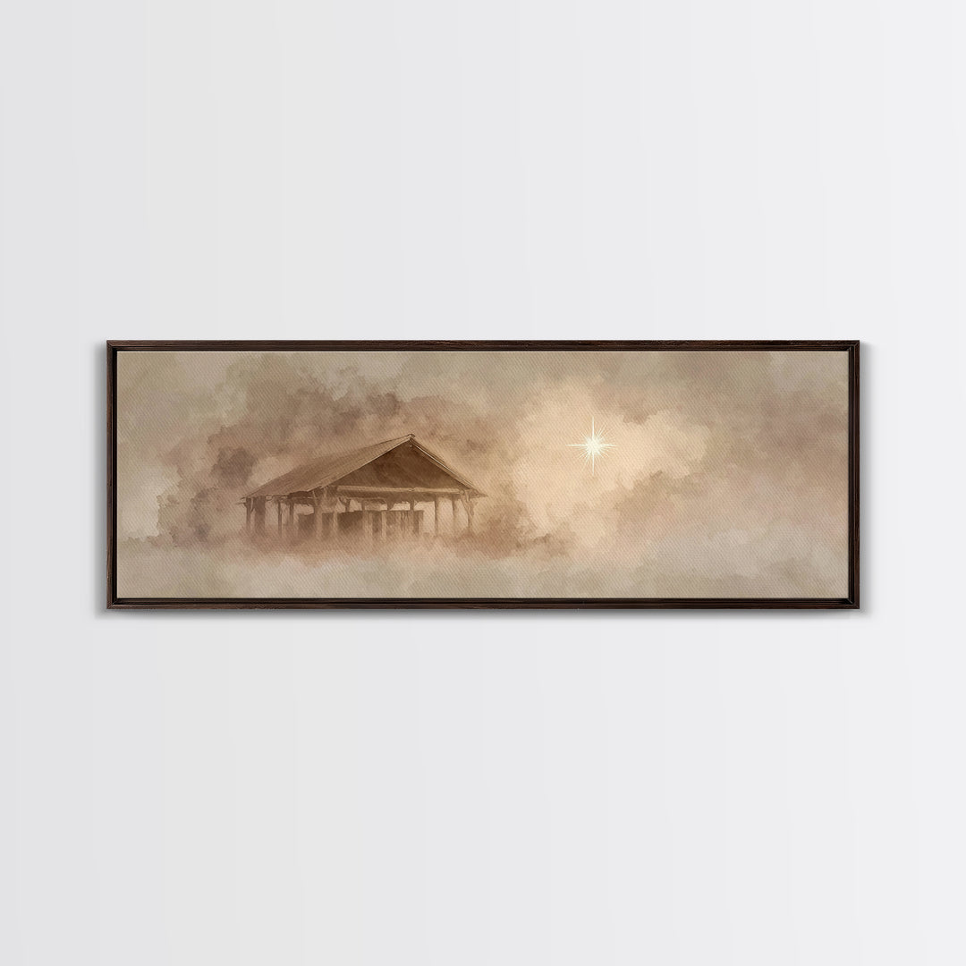 Morning Star Journey – Framed Canvas Print – Christian Art – Panoramic Art – Christmas Wall Art – Christian Art Canvas – Jesus Painting