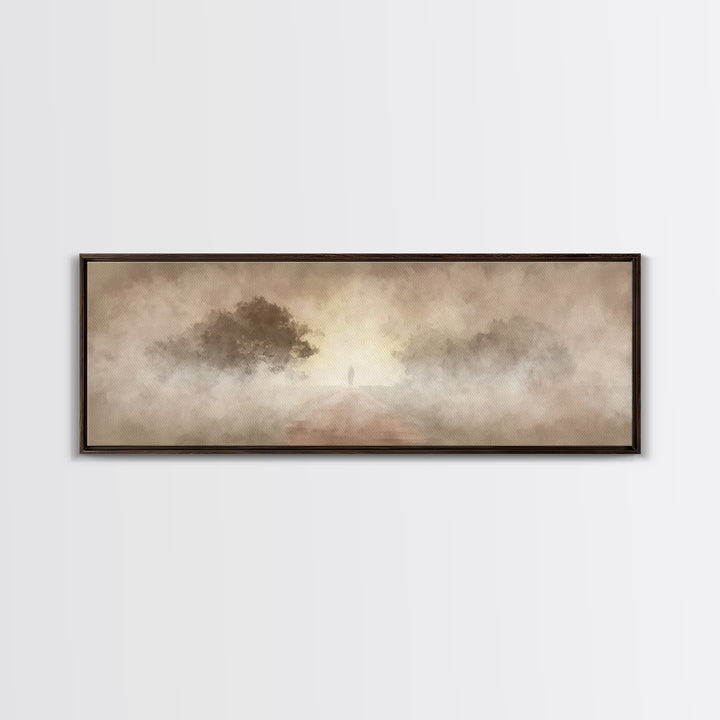 Solitary Road Grace | Framed Canvas Print | Christian Wall Art | Panoramic Frame | Christian Art | Christmas Art | Jesus Painting