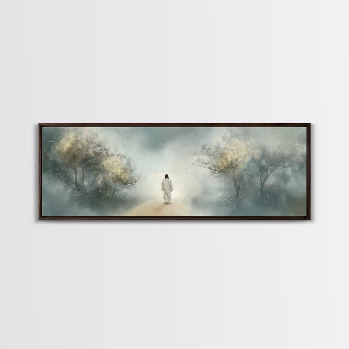 Path Of Gentle Light – Framed Canvas Print – Panoramic Art – Christian Wall Art – Jesus Painting – Christian Art Canvas – Modern Christian