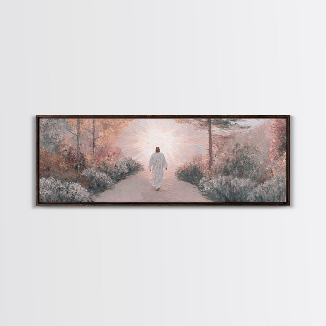 Garden Of His Peace | Framed Canvas Print | Panoramic Wall Art | Christian Art | Jesus Painting | Christian Art Canvas | Subtle Christian A