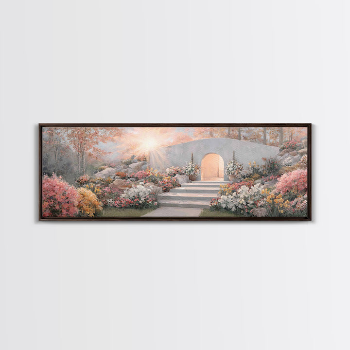 Sacred Forest Journey | Framed Canvas Print | Panoramic Frame | Christian Art | Jesus Painting | Christian Art Canvas | Moody Christian Art