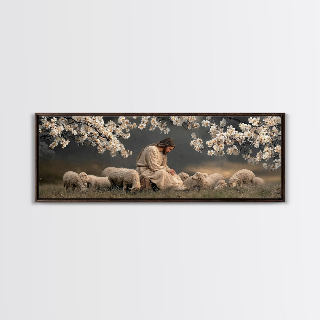 Stillness Of Grace | Framed Canvas Print | Panoramic Frame | Christian Wall Art | Christian Art Canvas | Christian Christmas Art | Jesus Pa