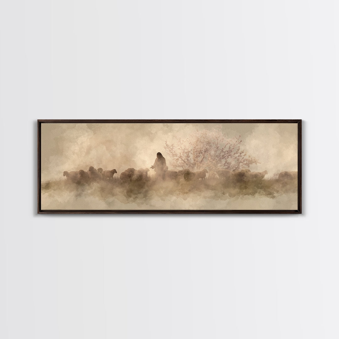 Mist Of Mercy | Framed Canvas Print | Panoramic Painting | Christian Wall Art | Christian Art Canvas | Christian Christmas Art | Jesus Pain