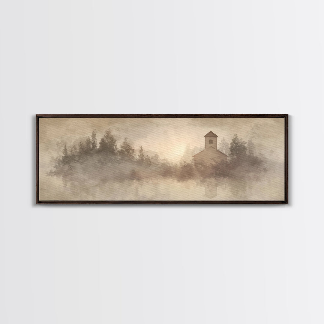 Sanctuary In Light – Framed Canvas Print – Panoramic Print – Christian Christmas Art – Christian Wall Art – Christian Art Canvas – Christia