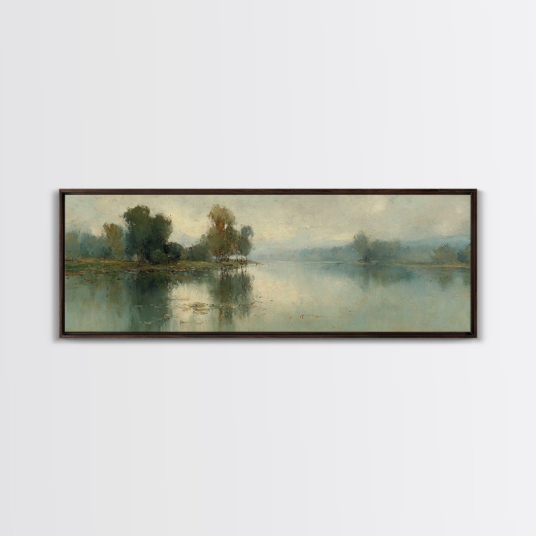 Riverland Peace Horizon | Framed Canvas Print | Christian Art Canvas | Panoramic Wall Art | Christian Painting | Christian Decor | Christma
