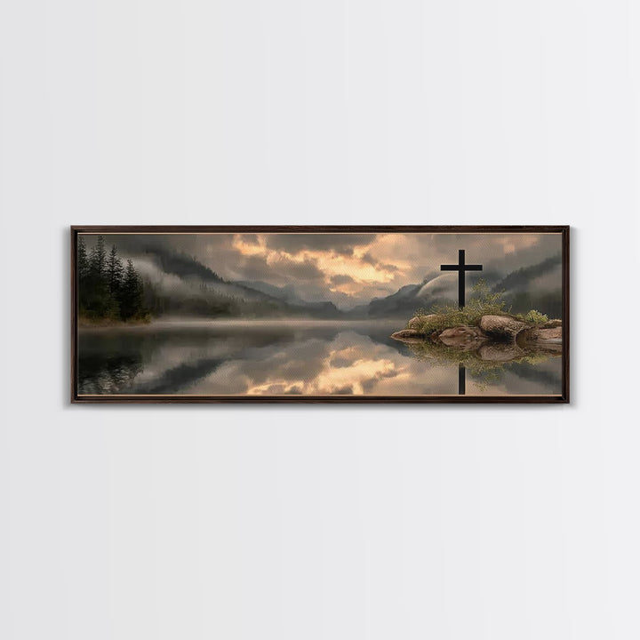 Dawn Of Mercy, Framed Canvas Print, Christian Wall Art, Panoramic Print, Christian Art Canvas, Jesus Painting, Christian Christmas Art