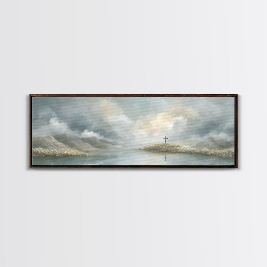 Light Of Redemption, Framed Canvas Print, Christian Painting, Panoramic Wall Art, Christian Art Canvas, Jesus Painting, Christian Decor