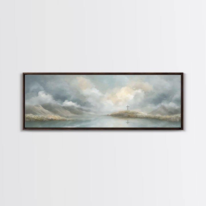 Light Of Redemption, Framed Canvas Print, Christian Painting, Panoramic Wall Art, Christian Art Canvas, Jesus Painting, Christian Decor