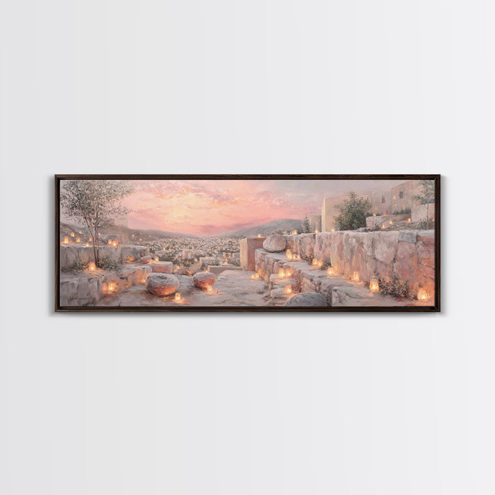 Lantern Path Blessing – Framed Canvas Print – Christian Art Print – Panoramic Wall Art – Christmas Art – Christian Wall Art – Christian Gif