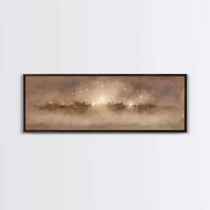 City Of Holy Light – Framed Canvas Print – Christian Art – Panoramic Frame – Christmas Art – Christian Christmas Art – Christian Art Canvas