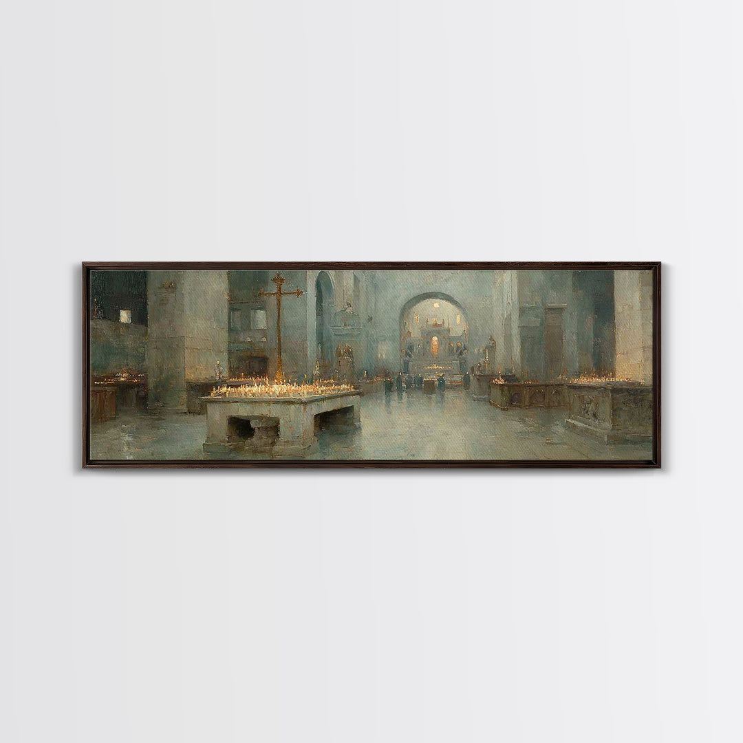 Silent Chapel Peace – Framed Canvas Print – Christian Art Canvas – Panoramic Wall Art – Christmas Art – Christian Wall Art – Christian Gift