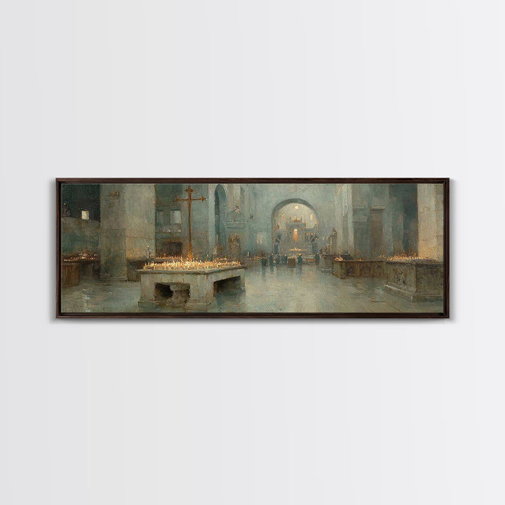 Silent Chapel Peace – Framed Canvas Print – Christian Art Canvas – Panoramic Wall Art – Christmas Art – Christian Wall Art – Christian Gift