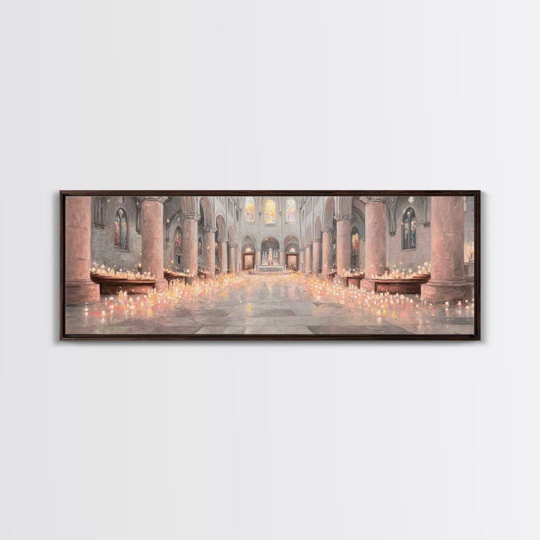 Sacred Night Vigil – Framed Canvas Print – Christian Art Canvas – Panoramic Painting – Christian Wall Art – Christmas Art – Christian Gift