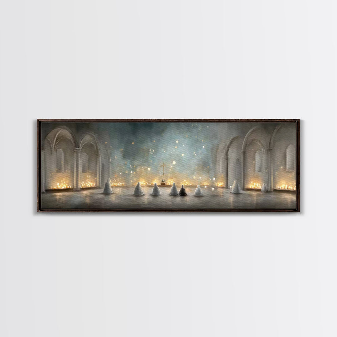 Riverside Shepherd Calm | Framed Canvas Print | Jesus Painting | Christian Wall Art | Panoramic Art | Christian Art Canvas | Christian Gift