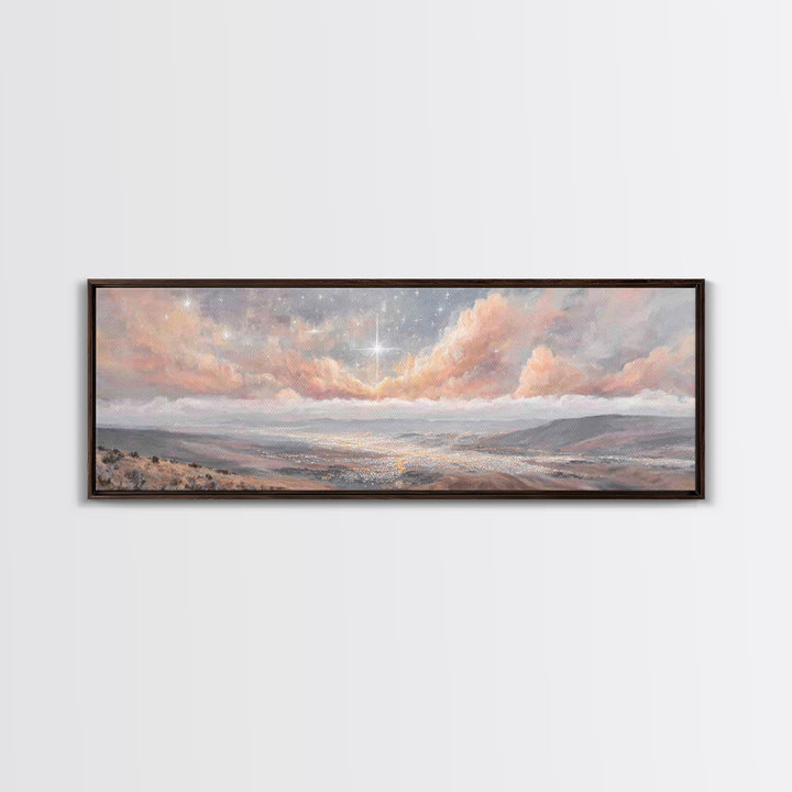 The Guiding Star – Framed Canvas Print – Christian Wall Art – Panoramic Art – Christian Art Canvas – Christmas Art – Christian Decor