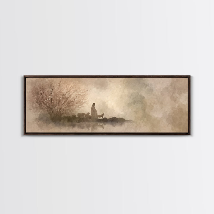 Heaven’s Gentle Gathering | Framed Canvas Print | Panoramic Art | Christian Art Canvas | Jesus Painting | Christian Wall Art | Christian De