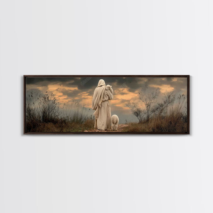 Shepherds Of Dawn – Framed Canvas Print – Christian Wall Art – Jesus Painting – Panoramic Art – Christian Art Canvas – Christian Christmas