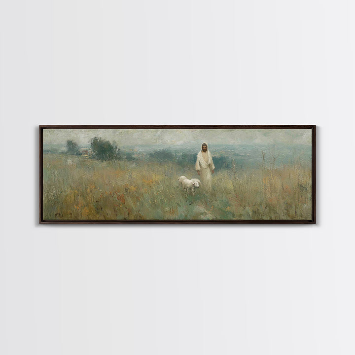 Fields Of Mercy | Framed Canvas Print | Christian Art Canvas | Jesus Wall Art | Panoramic Painting | Christian Christmas Art | Modern Chris
