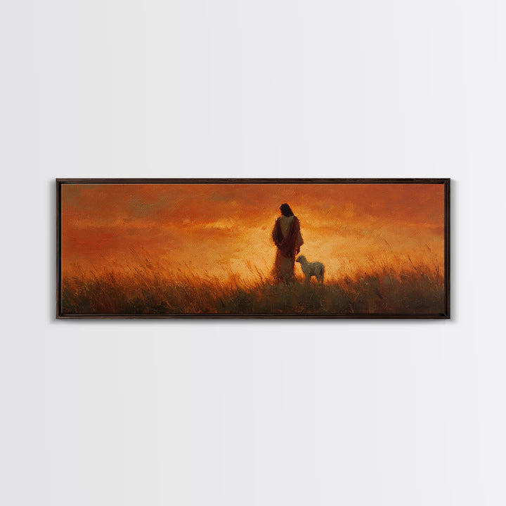 Hillside Promise | Framed Canvas Print | Christian Art Work | Jesus Painting | Extra Wide Art | Christian Christmas Art | Christian Decorat