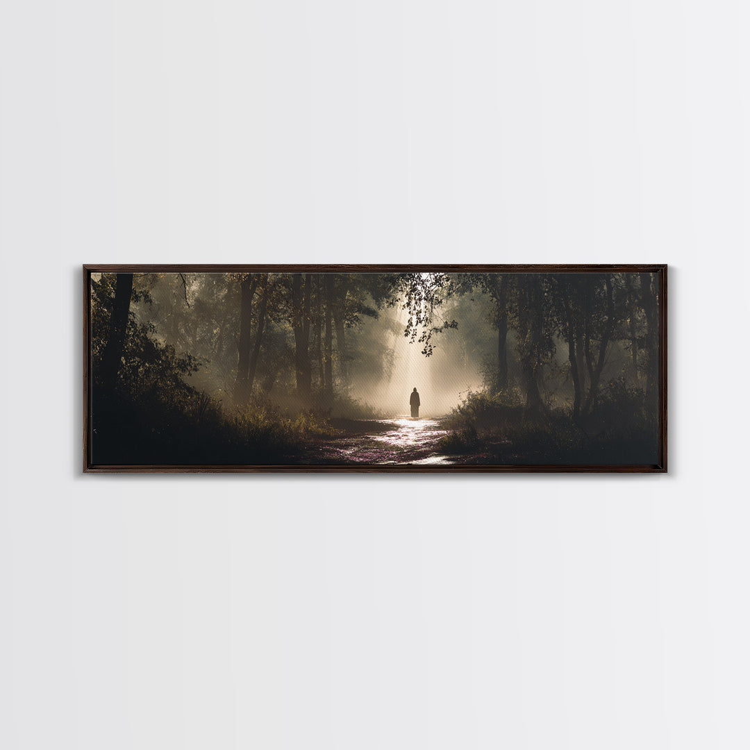 Forest Of Hope - Framed Canvas Print - Christian Wall Art - Jesus Painting - Panoramic Frame - Christian Art Canvas - Moody Christian Art -