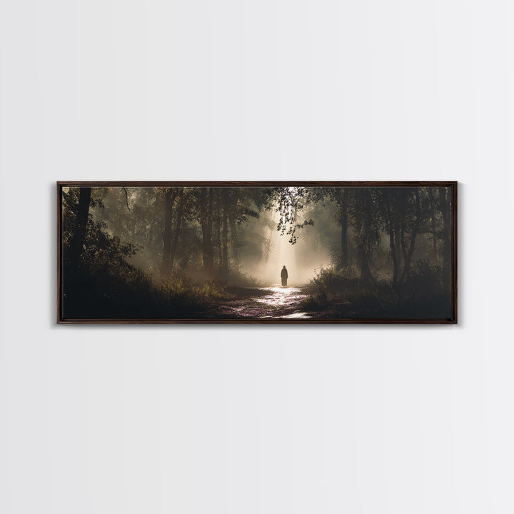 Forest Of Hope - Framed Canvas Print - Christian Wall Art - Jesus Painting - Panoramic Frame - Christian Art Canvas - Moody Christian Art -