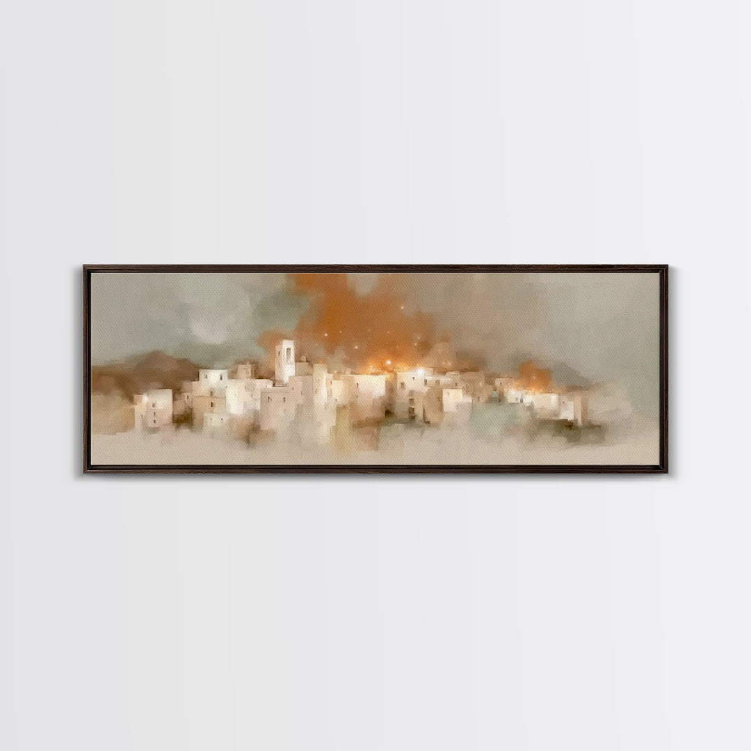 Bethlehem Glow | Framed Canvas Print | Christian Wall Art | Panoramic Art | Christian Art Print | Christmas Art | Unique Christian Art