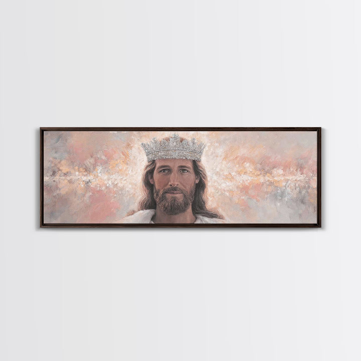 King Of Heaven | Framed Canvas Print | Panoramic Art | Jesus Canvas Art | Christian Wall Art | Modern Christian Art | Christian Art Prints