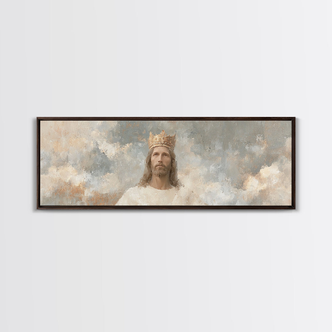 Radiant Crown Light, Framed Canvas Print, Panoramic Painting, Christian Wall Art, Jesus Painting, Christian Art Canvas, Modern Christian Ar