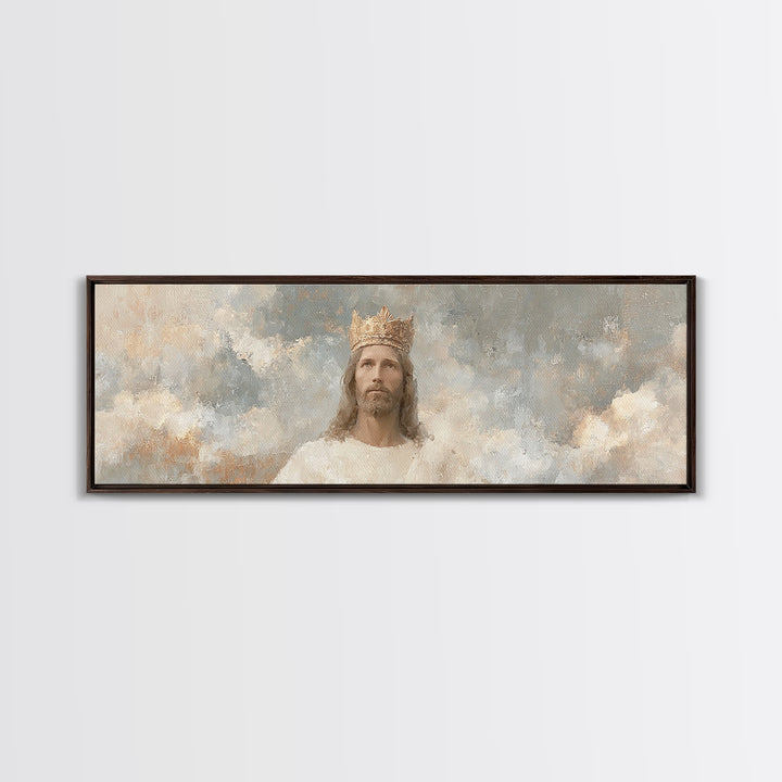 Radiant Crown Light, Framed Canvas Print, Panoramic Painting, Christian Wall Art, Jesus Painting, Christian Art Canvas, Modern Christian Ar