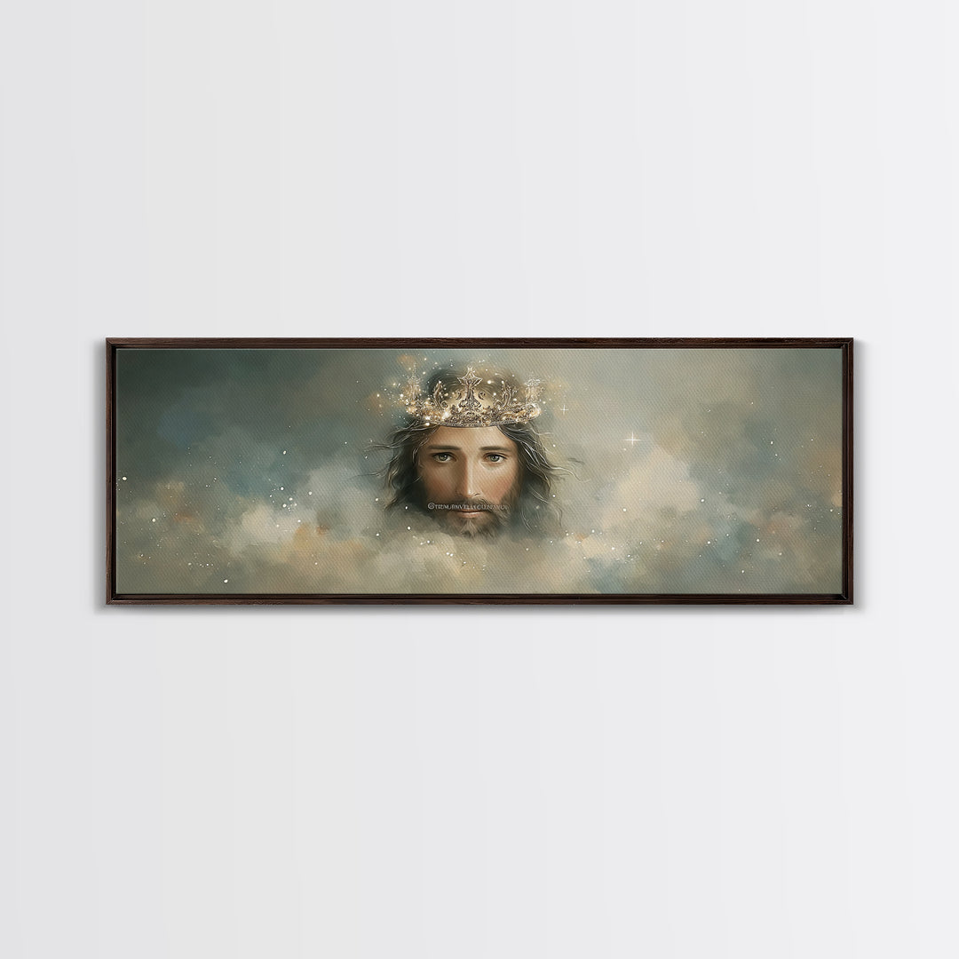 Heavenly Crown – Framed Canvas Print – Christian Wall Art – Jesus Painting – Panoramic Art – Christian Christmas Art – Christian Decor