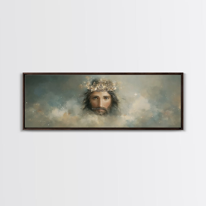 Heavenly Crown – Framed Canvas Print – Christian Wall Art – Jesus Painting – Panoramic Art – Christian Christmas Art – Christian Decor